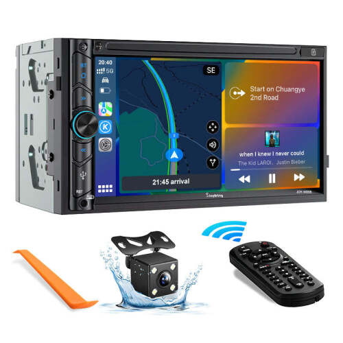 Double Din Car Stereo with Wireless Apple Carplay, Android Auto - Lot 1658