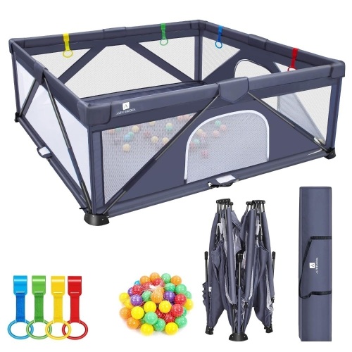 A ALFRESCOOL Foldable Baby Gate Playpen, 71"x71"(35 sq. ft Space), Extra Large Playards for Toddler, Indoor & Outdoor, Kids Activity Center, Suitable for Home Travel Picnic (71 * 71 INCHES) - Lot 2103