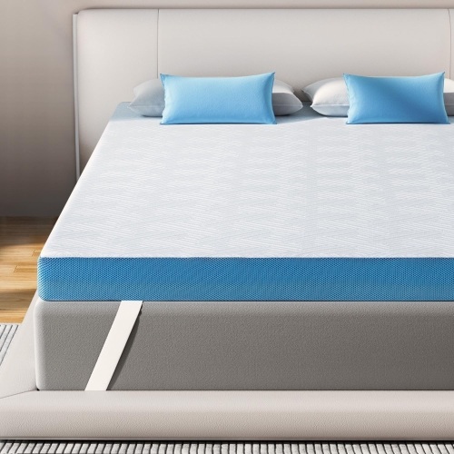 Sleepmax 4 Inch Gel Mattress Topper King Size - Medium Firm Memory Foam Mattress Pad for Back Pain Relief - Bed Topper with Removable Ventilated Cover - Lot 2105