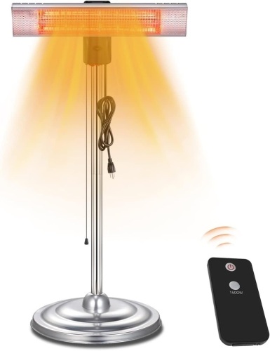 R.W.FLAME Outdoor Heater, Patio Heater, Adjustable Standing Outdoor Electric Heater, Weather & Dust Proof, 3s Rapid Heating, Waterproof IP65 Rated, Line Switch Control, 1500W - Lot 2354