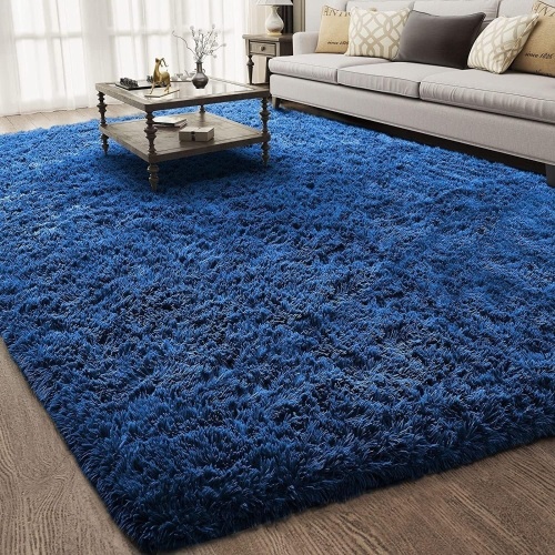 Ophanie Machine Washable 5x7 Blue Rugs for Living Room, Large Navy Fluffy Fuzzy Plush Shag Comfy Soft,Non-Slip Indoor Floor Carpet, Kids Boys Girls,Room,Bedroom,Playroom, Home Decor Aesthetic, Nursery - Lot 2362