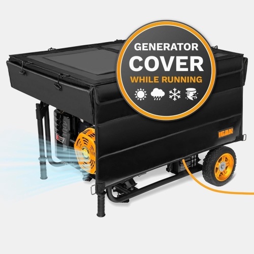 IGAN Generator Tent Running Cover, Ultra Heavy Duty Tarpaulin Enclosure, Portable All-weather Generator Rain Shelter for most 3500w-12000w generators, Black Generator Cover - Lot 2365