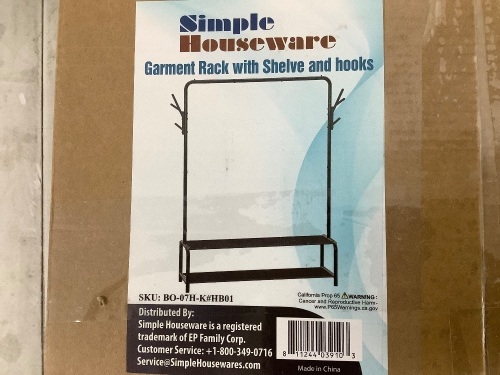 Garment Rack with Shelve and Hooks - Lot 9700