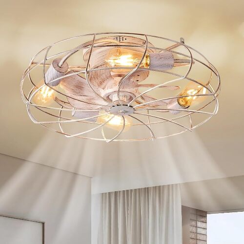 LEDIARY 20" Caged Ceiling Fans with Lights - Lot 2602