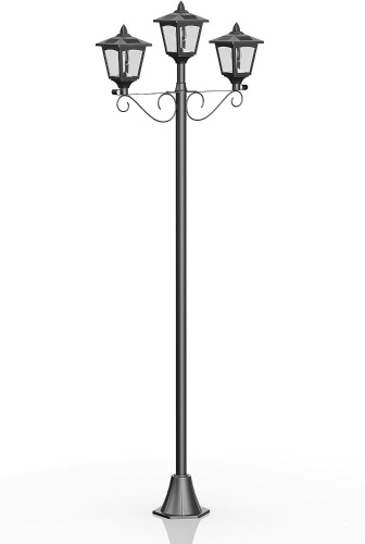 72" Solar Lamp Post Lights, Triple-Head Street Vintage Outdoor Post Light for Garden, Lawn, Planter Not Included - Lot 2662