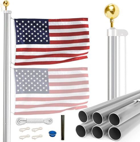 Rushmore Rose 25FT Heavy Duty Steel In-Ground Flag Pole with 4x6 American Flag  - Lot 71