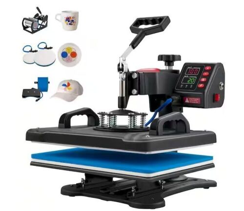 VEVOR 5 in 1 Heat Press Machine 12x15 Clamshell Sublimation Transfer Printer 900W   - Lot 85