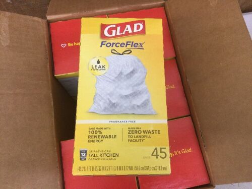 Case of (6) Glad ForceFlex Tall Kitchen Drawstring Bags, 45ct  - Lot 232