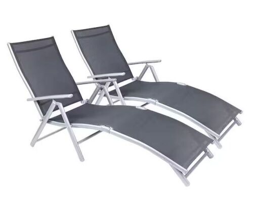 Gray Patio Recliner Lounge Chairs, Set of 2  - Lot 291