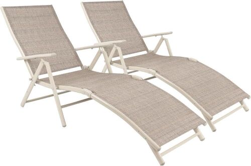 Beige Patio Lounge Chairs, Set of 2  - Lot 310