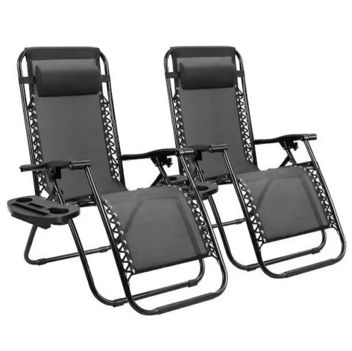 Black Zero Gravity Patio Chairs, Set of 2  - Lot 311