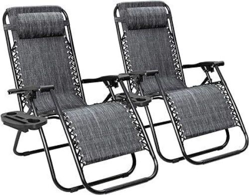 Grey Zero Gravity Patio Chairs, Set of 2  - Lot 320