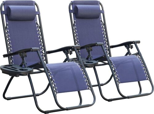 Blue Zero Gravity Patio Chairs, Set of 2  - Lot 340