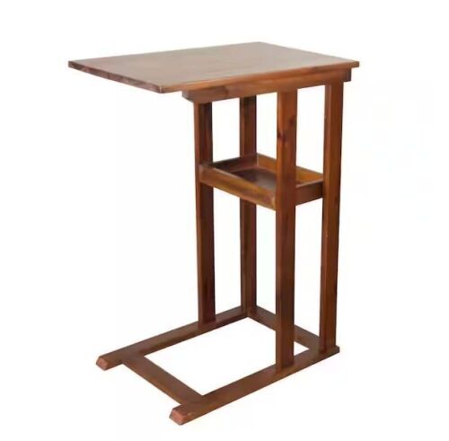 19 in. W Mahogany 26.5 in. H Rectangle Acacia Wood C-Table with Storage Tray  - Lot 247