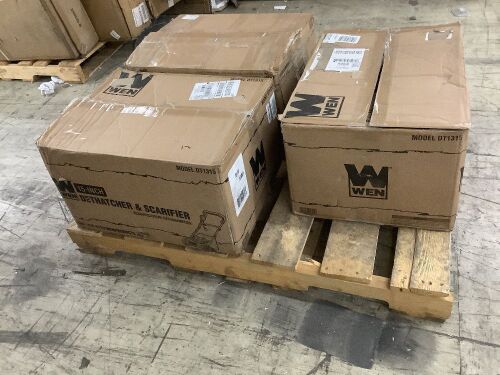 Lot of (3) WEN DT1315 15-Inch 13-Amp 2-in-1 Electric Dethatcher and Scarifier with Collection Bag - Uninspected - Lot 231