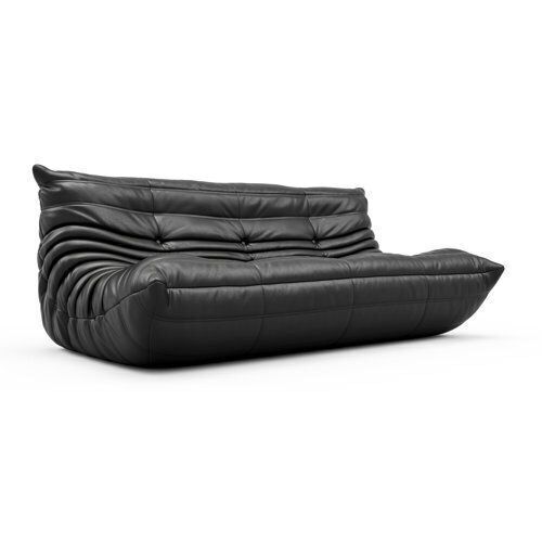 Armless Large Microfiber Leather 3-Seat Bean Bag Sofa - Lot 66