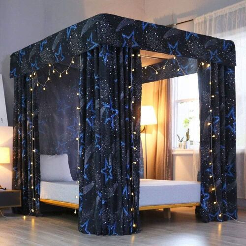 Mengersi Galaxy Four Corner Post Canopy Bed Curtains, Queen  - Lot 755