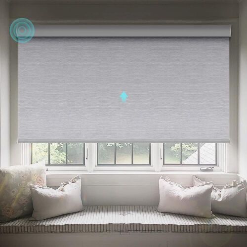 Canisteo Motorized Blinds with Remote, Grey, 70" x 72"  - Lot 402