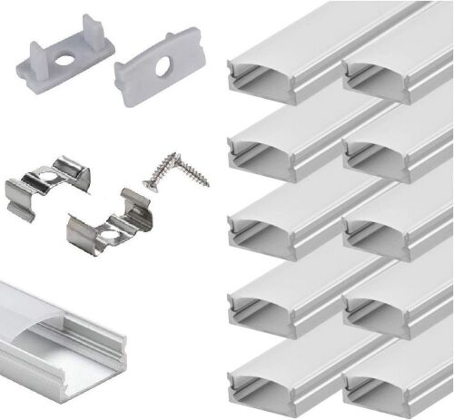 Starland 10-Pack 6.6ft U Shape LED Aluminum Channel System with Milky Cover, End Caps and Mounting Clips - Lot 626