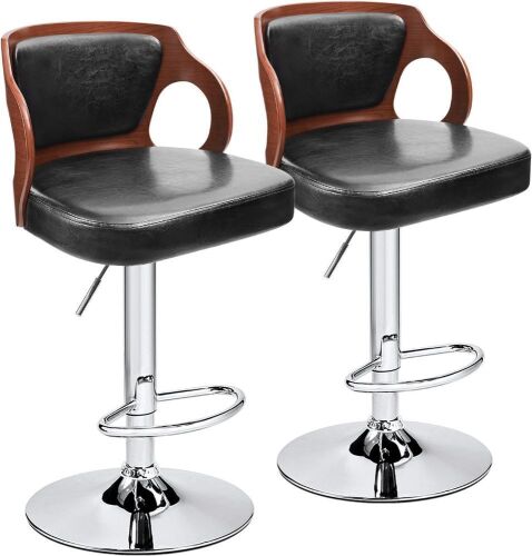 Homall Bar Stools Walnut Bentwood Adjustable Height, Set of 2 - Unknown if Hardware is Complete  - Lot 686