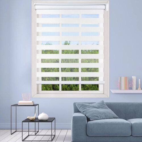 Cordless Zebra Blinds, White, 72" x 72"  - Lot 607