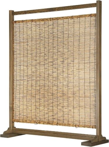 Rustic Style Wood and Reed Privacy Screen Room Divider - Lot 677