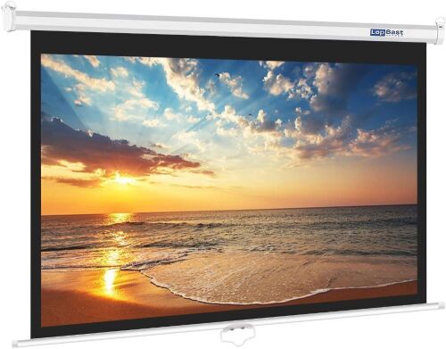 100" Manual Pull Down White Projector Screen 16:9 1.2 Gain Retractable Auto-Locking - Lot 615