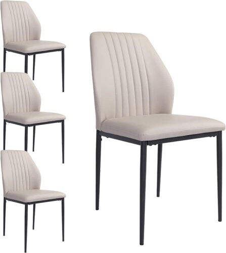 Upholstered PU Leather Dining Chairs, Set of 4  - Lot 92