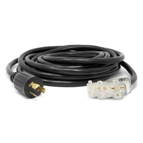 WEN PC2513 25 ft. 30-Amp 10-Gauge SJTW Fan-Style 10/3 Generator Extension Cord (converts L5-30R to three 5-20R outlets) - Lot 361