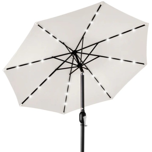 Solar LED Lighted Patio Umbrella w/ Tilt Adjustment, UV-Resistance - 10ft - Lot 171