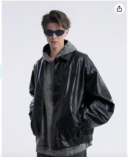 Aelfric Eden Mens Faux Leather Varsity Jacket Vintage Racing Motorcycle Graphic Bomber Jackets size small - Lot 69