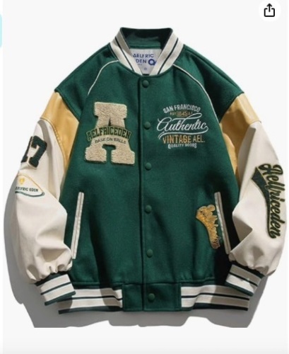 Aelfric Eden Men's Letter Foaming Love Print Varsity Jacket Vintage Graphic Baseball Jacket Unisex Coats Streetwear - Lot 70