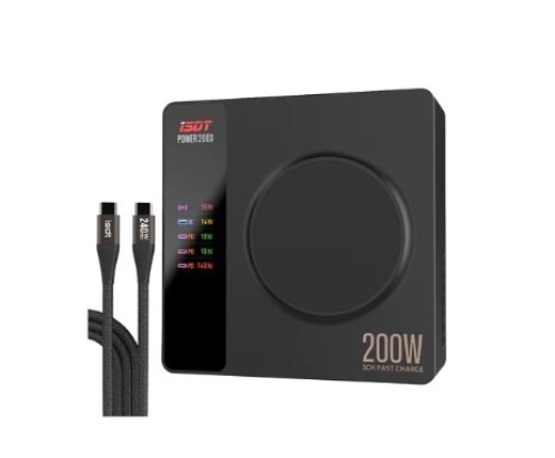 Power 200X USB C Charger,140W MAX Output Phone Charger with 4 USB+1 Wireless Charger Ports,LCD Display Multifunction Desktop Charger - Lot 80