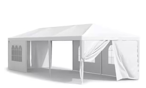 10 ft. x 30 ft. White Outdoor Gazebo Wedding Party Tent with Removable Sidewalls - Lot 375