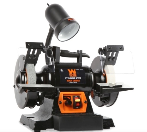 WEN BG625V 2.5-Amp 6-Inch Variable Speed Bench Grinder with Flexible Work Light - Lot 350