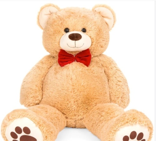 Giant Plush Teddy Bear Stuffed Animal w/ Bow Tie, Paw Prints - 35in - Lot 269