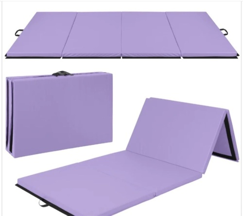 Folding Exercise Fitness Workout Gym Floor Mat w/ Handles - Lot 273