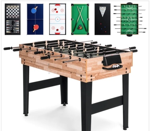 10-in-1 Combo Game Table Set w/ Pool, Foosball, Ping Pong, Chess - 2x4ft - Lot 275