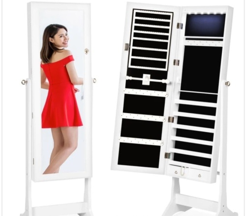 6-Tier Standing Jewelry Mirror Armoire w/ LED Lights - Lot 278