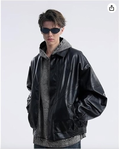 Aelfric Eden Mens Faux Leather Varsity Jacket Vintage Racing Motorcycle Graphic Bomber Jackets Oversized Streetwear size large - Lot 97