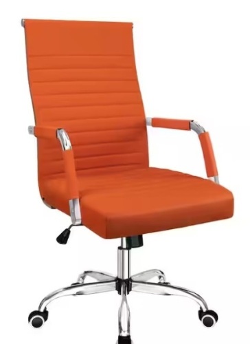 Orange Ribbed Office Mid-Back PU Leather Executive Task Chair with Arms - Lot 520