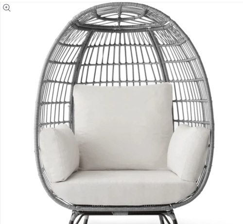 Wicker Egg Chair Oversized Indoor Outdoor Patio Lounger-missing hardware  - Lot 381