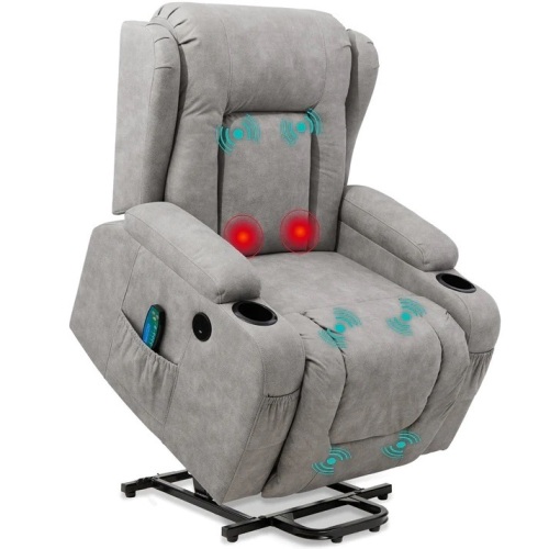 Electric Power Lift Recliner Massage Chair w/ Heat, USB Port, Cupholders - Lot 431