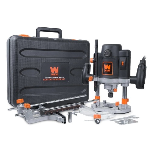 WEN RT6033 15-Amp Variable Speed Plunge Woodworking Router Kit with Carrying Case and Edge Guide - Lot 363