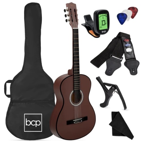 Beginner Acoustic Guitar Set w/ Case, Strap, Digital Tuner, Strings - 38in - Lot 3162