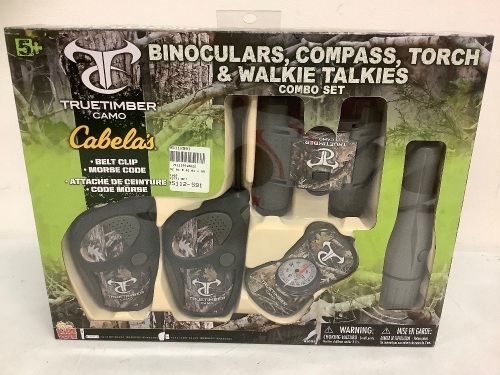 Binoculars, Compass, Torch, and Walkie Talkies Combo Set, Appears New - Lot 125
