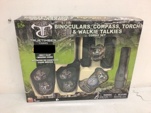 TrueTimber Binoculars, Compass, Torch, and Walkie Talkies Set, Appears New, Sold as is - Lot 424