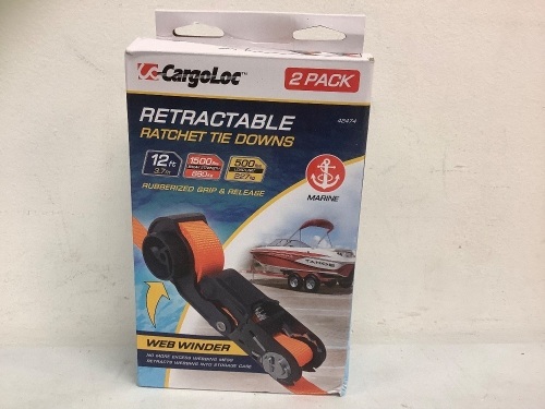 Retractable Ratchet Tie Downs, Appears new, Sold as is - Lot 535