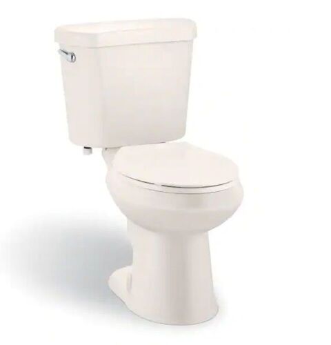 Glacier Bay 2-piece 1.28 GPF High Efficiency Single Flush Elongated Toilet in Biscuit, Seat included  - Lot 55
