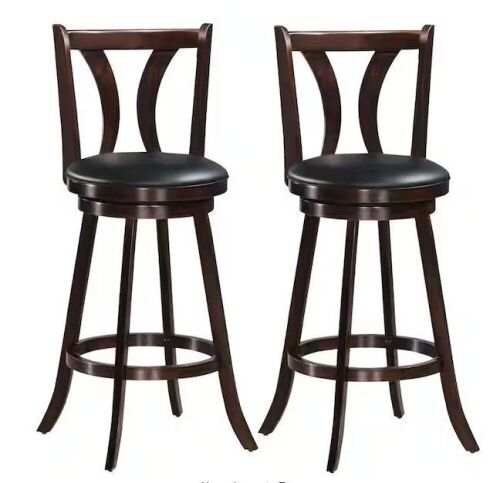Gymax 43.5 in. Swivel Bar stools 29.5 in. Bar Height Chairs with Rubber Wood Legs, Set of 2  - Lot 57